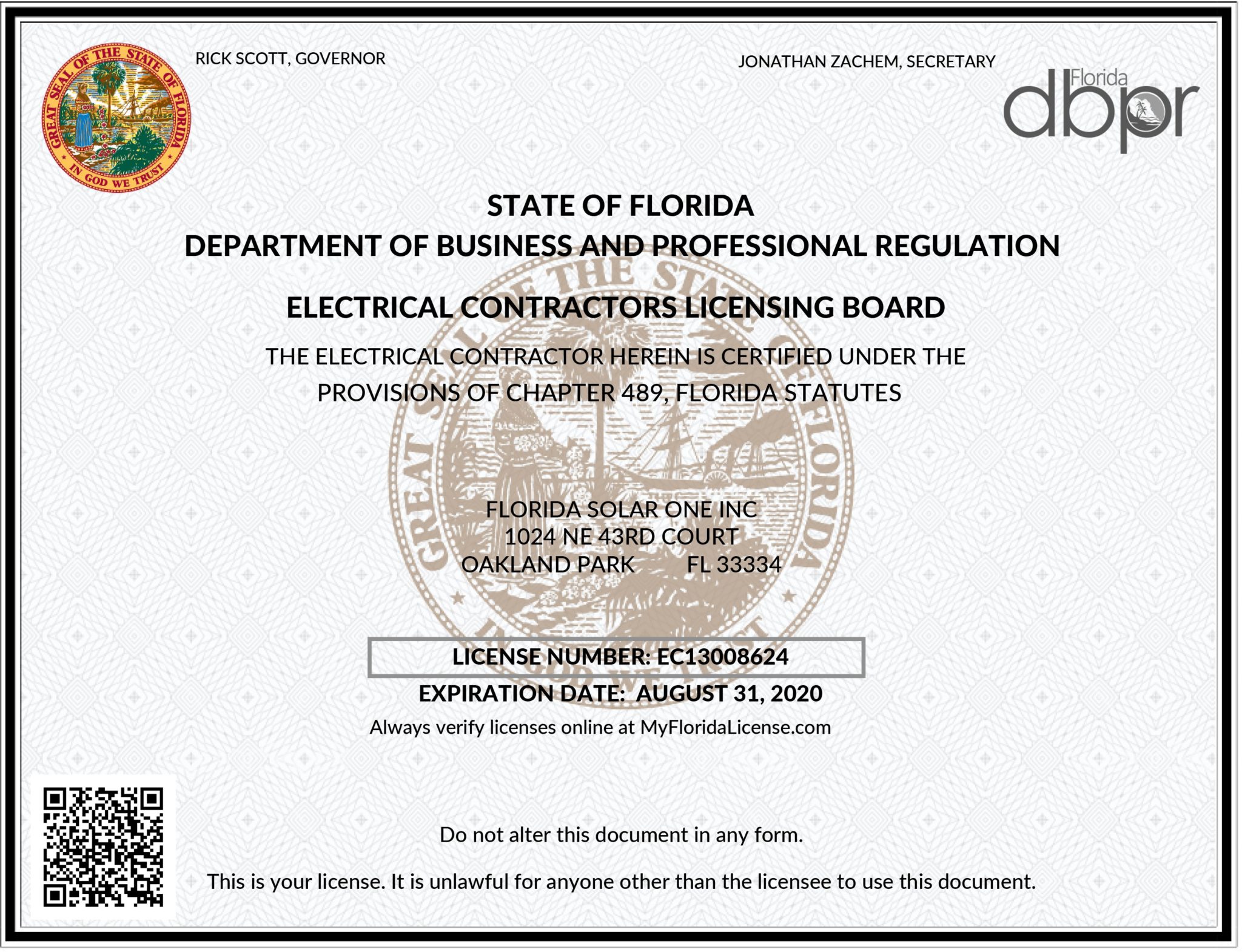 Florida Solar One Becomes An Unlimited Electrical Contractor